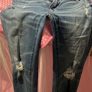 American Eagle Outfitters Blue Skinny Jeans Distressed